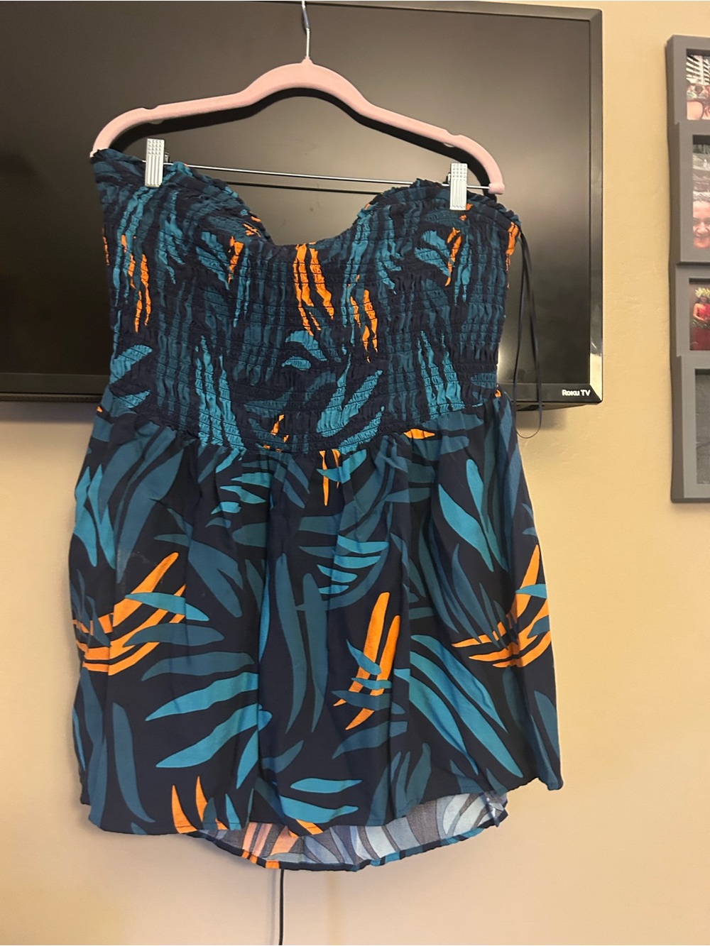 torrid Navy Tropical Smocked Swim Cover-Up